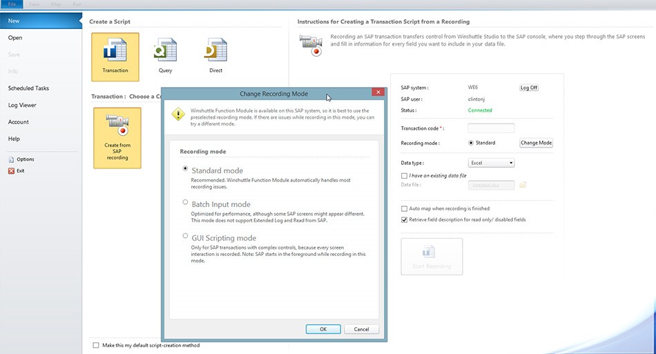 Transaction recording options