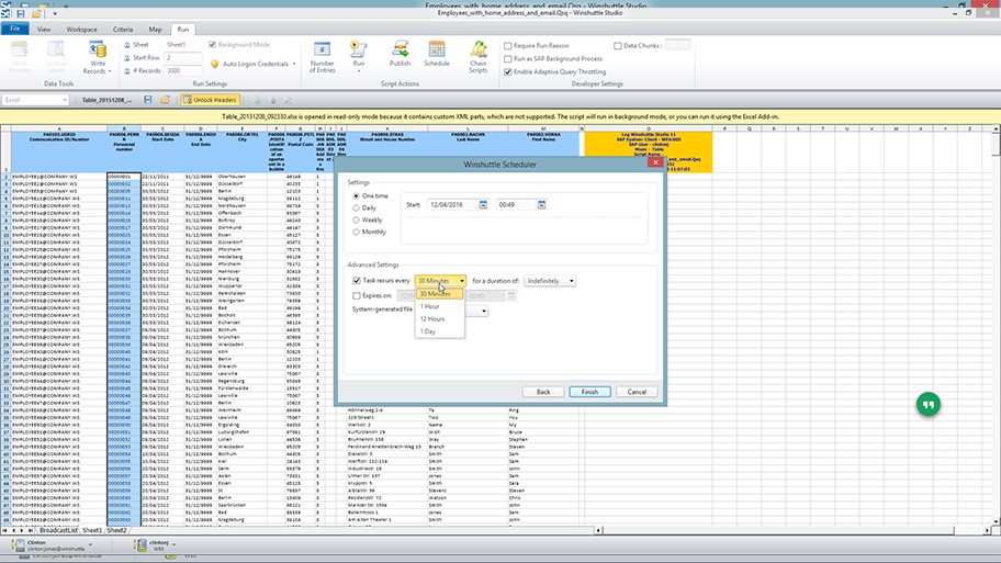 Setting up Query execution scheduling